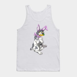 Bobtail BunnyCat: Grey Bicolor Tabby (Pink) Tank Top